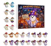 Compte à rebours d'Halloween - 12,99 pouces 24 jours Calendrier de vacances pour l' festif, le plaisir en famille avec une fonction de compte à rebours, l'ornement en acrylique pour la maison, l