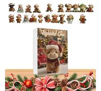 Compte À Rebours D'Ornements De Noël - Animal En Acrylique 2D,24 Pièces Ornements De Vache Pour Arbre De Noël | Pour La Maison Le Salon La Ferme La Fête La Poignée De Porte L Étagère Le
