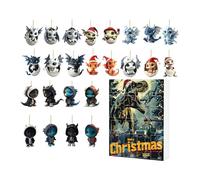 Compte à rebours dragon de Noël - Calendrier de l'Avent plat en acrylique, décoration festive en acrylique, figurines de 24 jours pour salle de classe, vacances, bureau, arbre mural, femme, adolescent