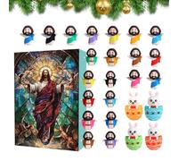 Compte à rebours du calendrier de Noël, 24 jours de Noël, décorations de vacances de figurine Jésus pour Pâques saisonnières, Thanksgiving, affichage de la Saint-Valentin, 10,24x7.09x1.18 pouces