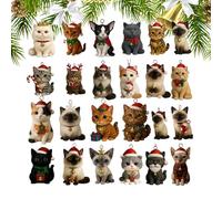 Compte à rebours du calendrier de Noël - Cat mignon acrylique 2D, ornement de vacances artistique | 24 boîtes Calendrier de Noël pour femmes hommes adolescents filles garçons adultes, adorable décorat