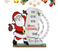 Compte à rebours en bois de Noël, calendrier perpétuel de Noël, calendrier de compte à rebours du Père Noël - Cloche bureau calendrier perpétuel, petit calendrier organisateur rotatif