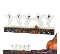 Compte à rebours jusqu'à Halloween, panneau de décoration fantôme, figurine décorative en bois, 35 x 15 cm, joli design festif, affichage calendrier de 31 jours pour table, chambre, salon, bureau