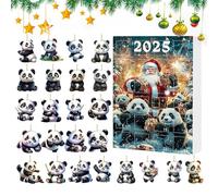 Compte à rebours jusqu'à Noël | Décoration de Noël panda 2D | Calendrier 2025 Pendentifs pour sac à dos, voiture, fête de vacances, poignée de porte festive, cheminée d'arbre