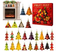 Compte à rebours jusqu'à Noël - Pendentif fruit en acrylique 2D, calendrier de 24 jours, ornement saisonnier pour, adolescents, adultes, Halloween, vacances saisonnières,
