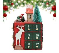 Compte à rebours Noël Boîte en bois vide en forme de village de 24 jours | Calendrier vide à remplir pour Bureau, Table, Manteau de Cheminée, Maison de Vacances