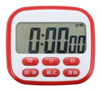 Compte à rebours numérique avec écran LCD, horloge multifonction 24 heures avec mode compte, support magnétique et trou de suspension pour cuisine, bureau, étude, plusieurs couleurs (rouge)