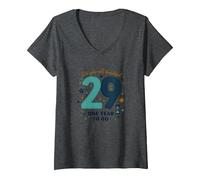 Compte à rebours One Year Until The Big 3-0 : 29e Anniversaire T-Shirt avec Col en V, Femme, Chiné Foncé, XXL