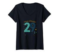 Compte à rebours One Year Until The Big 3-0 : 29e Anniversaire T-Shirt avec Col en V, Femme, Noir, M