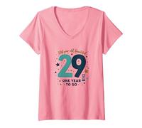 Compte à rebours One Year Until The Big 3-0 : 29e Anniversaire T-Shirt avec Col en V, Femme, Rose, M