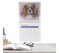 Compte à rebours pour chiots marrons - Planificateur de support de bureau, calendrier mural pour chiens | Livret d'exposition mensuel avec illustrations de chiots charmants,