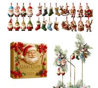 Compte à rebours pour Noël | 2D Acrylique Pendentif Père Noël | L'Avent de 24 jours avec Noël | Pour fête de vacances d'hiver, fenêtre, mur et célébration
