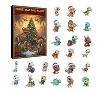 Compte à rebours pour Noël - Calendrier sur le thème des dinosaures avec 24 boîtes en acrylique 2D | Compte à rebours de Noël pour homme, femme, garçon, idée cadeau, chaussette de Noël