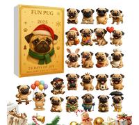 Compte à rebours pour vingt-quatre jours - Pendentif acrylique 2D - Calendrier bouledogue - Représentation festive des animaux - Accessoire saisonnier fiable, idéal pour les appartements, les salles