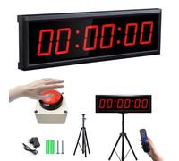 Compte Rebours, 2,3 Pouces Chronomètre Compétition Jeu Sport 12/24 Heures avec Trépied Télécommande Chronomètre Sport 6 Chiffres Fonction Compte Rebours/Compte Luminosité Réglable (Branchez)