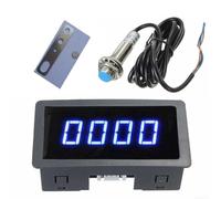 Compte-tours numérique à 4 LED avec capteur de proximité NPN Hall - Plage de 10 à 9999 tr/min - Écran LED de 0,56" pour moteur et poussière (bleu)