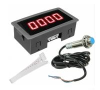 Compte-tours numérique haute vitesse de réaction avec affichage à 4 chiffres et système de capteur de proximité NPN Hall intégré (rouge)