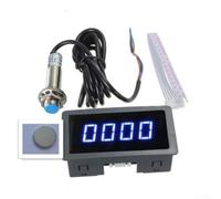 Compte-tours numérique LED à 4 chiffres avec capteur de proximité à Hall (NPN) pour mesure de la vitesse du moteur, 10 à 9999 tr/min, ± 0,1 % (bleu)