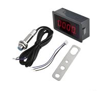 Compte-tours numérique LED AC110-230 V haute précision avec capteur Hall et aimant anti-interférence pour mesure de la vitesse du moteur, affichage à 4 chiffres (rouge)