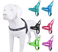 Compte Une Personnaliser attelage avec nom, brodés nom numéro de téléphone Pet Collier, personnalisé avec Serrure de sécurité contrôle id Harnais Facile pour Chiens