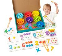 Compter les jouets pour les tout-petits 1-3, les jouets Montessori d'apprentissage numérique avec des perles, des baguettes et cuillères, un jeu de mathématiques éducatif pour les enfants comptan