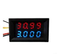 Compteur CC à 4 chiffres LED double paramètre pour lectures de tension et de courant avec détection de courant basée sur shunt et affichage clair (50 A, rouge bleu)