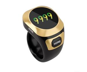 Compteur d'anneaux intelligent USB-C rechargeable avec écran couleur pour comptage de dévotion, léger, portable, résistant à l'eau, construction ABS, pas besoin de piles (noir)