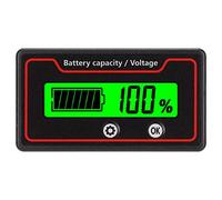Compteur de Batterie, 12V 24V 36V 48V 72V 84V Capacité de la Batterie Voltmètre avec Alarme Lumineuse, Jauge de Moniteur de Batterie CC Professionnelle pour Véhicule électrique(Vert)