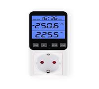 Compteur de courant alternatif 220V LCD numérique EU US UK AU FR BR | Wattmètre Voltmètre Consommation Watt Énergie Kwh Et Affichage Des Coûts(Blue backlight,EU Plug)