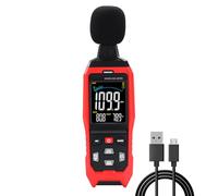 Compteur de décibels avec enregistrement de données, enregistreur de données, compteur de niveau sonore 30 ~ 130 dB avec alarme visuelle sonore, sonomètre avec données d'exportation, connexion PC,