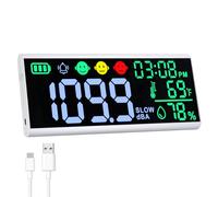 Compteur de décibels sonores de 33 cm avec affichage de l'heure, de la température, de l'humidité, du niveau sonore mural et de bureau avec indicateur d'icônes d'alarme, compteur de bruit pour salle