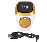 Compteur de Doigts, Anneau de comptage Rechargeable 18mm BT5.1 Compteur Manuel de Chiffres et de clics Compteur Digital de Doigts pour iQibla APP avec écran 0.49in (Blanc)