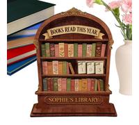 Compteur de lecture annuel pour suivi des objectifs, bois personnalisé, 0,5 Lb | Décoratif moderne pour étagère, ce panneau de suivi polyvalent affiche des livres finis pour L