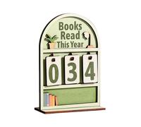 Compteur de lecture annuel - Présentoir en bois rustique, panneau de des amateurs de livres vintage | Marqueur de progrès de bibliothèque fabriqué à la main, pour étagère, bureau, bureau, salon,