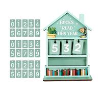 Compteur de livres décoratif rustique en bois avec affichage manuel