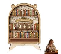 Compteur de livres - Décoration pour bibliothèque en bois massif, statistiques de lecture et compteur pour la littérature lue - Pour bureau, salon, bibliothèque, coin lecture, lieu de travail (Beige)