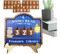 Compteur de livres, défi de lecture en bois, décoration de bijoux, avec plaques interchangeables, motif lanterne, nombre de livres lus, pour étudiants, bibliothèque, club, bureau, salon