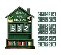 Compteur de livres en bois rustique décoratif avec affichage manuel du progrès de la lecture, panneau pour comptage des livres, pour table, maison, bureau, bureau et salon