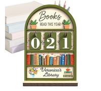 Compteur de Livres Lus Cette Année - Support en Bois Décoratif,Tracker de Progrès de Lecture - pour Bibliophiles, Membres de Club, Étudiants, Enseignants, Écrivains, Lecteurs, Bibliothèque, et