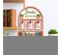 Compteur de Livres Lus Cette Année,Support en Bois Décoratif - Traqueur de Compteur de Livres - Pour Objectif De Lecture Jusqu'à 999 Étudiant Libraire Cadeau