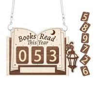 Compteur de livres lus décoration en bois pour studio | Panneau de bibliothèque pour lecteurs, enseignants, bibliothèques, écrivains, auteurs, bureau à domicile, anniversaire