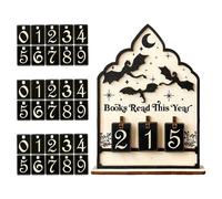 Compteur de livres pour lire cette année, affichage des objectifs de lecture, bois, panneau de comptoir, suivi de progrès de bureau, tableau d'objectifs littéraires, pour enseignants, bibliothécaires