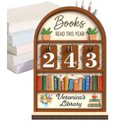 Compteur de Livres | Support en Bois Décoratif,Tracker de Progrès de Lecture | Pour Objectif de Lecture Jusqu'à 999 Accessoires pour Bibliophiles Étudiants Enseignants