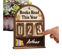 Compteur de livres - Tracker de lecture, présentoir en bois, support pour compter les progrès de la littérature, accent décoratif de l'enregistreur de jalons de bibliothèque de bureau,
