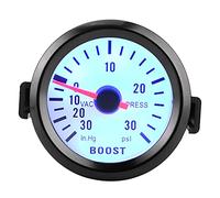 Compteur de Pression Turbo Boost, Compteur de Pression à Vide Universel à Jauge de Pointeur de Suralimentation 0-30PSI 12V Cadran Bleu LED 52mm Dia pour Moteurs de Voitures