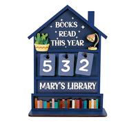 Compteur de progrès de lecture annuel en bois pour bibliothèque, maison ou bureau, statistiques mensuelles, décorations de comptoir de livres