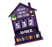 Compteur de progrès de lecture annuel en bois pour bibliothèque, maison ou bureau, statistiques mensuelles, décorations de comptoir de livres