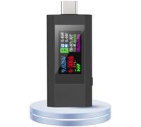Compteur de puissance bidirectionnel USB-C avec lectures de courant de tension mAh mWh en temps réel et économie automatique sur la perte d'énergie (blace)