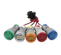 Compteur de puissance en plastique à tête ronde Dia30mm, 1 pièce, AC220/380V, affichage numérique, compteur de puissance industriel avec éclairage LED(White)