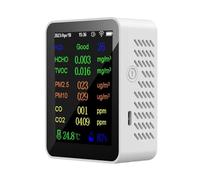 Compteur De Qualité L'air Portable 9 en 1, PM2.5 PM10 CO CO2 TVOC HCHO AQI, Testeur Température Et D'humidité, Écran Couleur avec Affichage L'heure Détection Rapide Précise(WiFi Version)